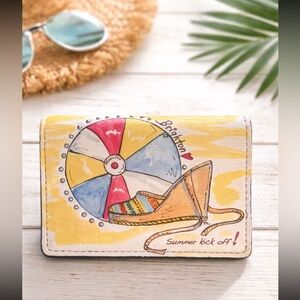 Brighton “Summer Kick Off” Wallet | Multicolor Leather | Retired Print | Studded